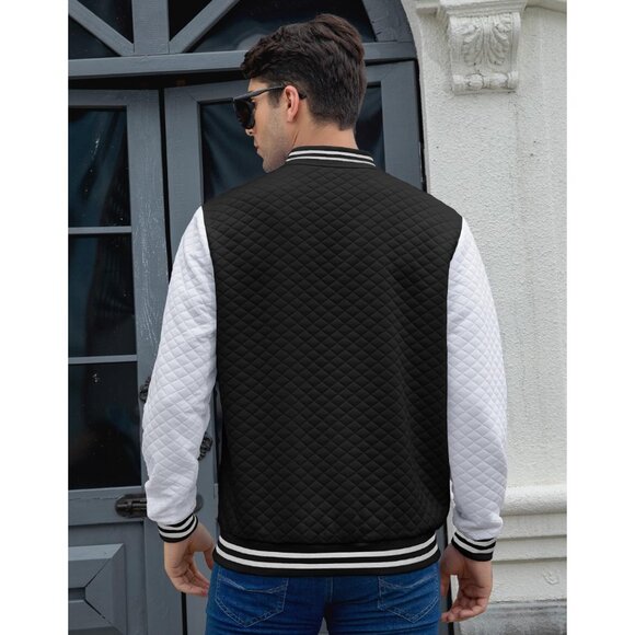 Mens Varsity Jacket Lightweight Jacket Causal Waffle Letterman Bomber Jackets - Picture 3 of 6